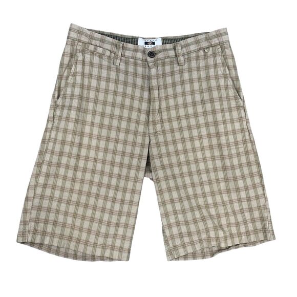 Joseph Abboud Shorts Mens 32 Brown Plaid Cotton Flat Front Bermuda 10.5 Inseam - Picture 1 of 12